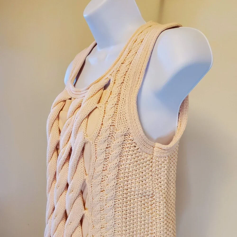 VENUS Peachy Pink Pullover High-Low Sleeveless Sweater Top - S - Picture 3 of 12